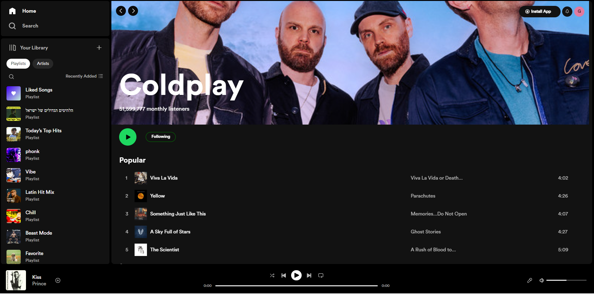 Groovify artist page